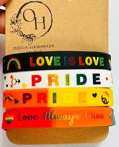 Rainbow Silicone PRIDE Bracelet – LGBTQ+ Wristband – 4 Designs – Comfortable & C - Picture 1 of 9
