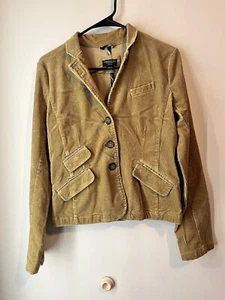 Vintage Y2K American Eagle Corduroy Jacket med Beige Button Up Pockets Stretch - Picture 1 of 4