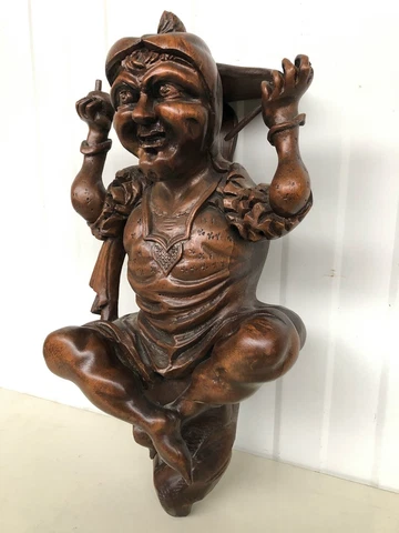 Exceptional French Neo Gothic Style Joker/Ugly Face Console carved in wood Cover