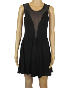 Vestido de Fiesta FOR LOVE & LEMONS Talla M Pequeño Negro Sin Mangas Malla Trasera y Frontal - Imagen 1 de 7
