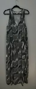 SEJOUR TIE WAIST BLACK/WHITE PRINT MAXI PLUS SIZE DRESS 2X - Picture 1 of 6