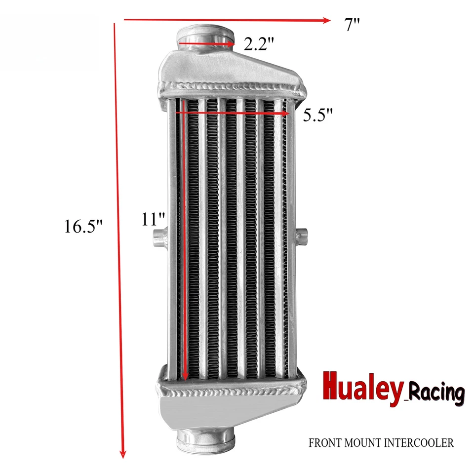 Intercooler de montaje delantero 16,5x7"x2,7"2,2" E/S aluminio universal para Hyundai Dodge Foto 1 de 4