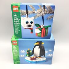 LEGO Christmas Penguin 40498 and Polar Bear Present Gift Ornaments 40494 Lot NEW