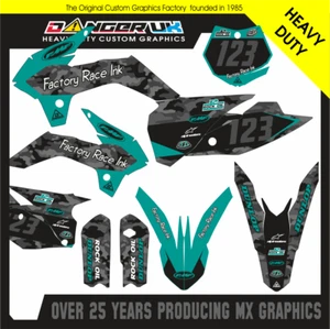 MX Graphics KTM85cc SX MX 2017 Motocross Decal set Camo Aqua - Picture 1 of 1