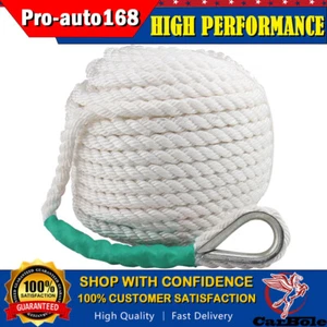 1/2inch 200FT Twisted 3 Strand Nylon Anchor Rope Boat Thimble Boat Line Dockline - Picture 1 of 12