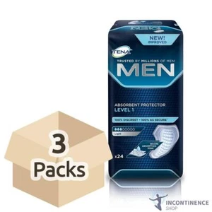 3x TENA Men Active Fit Absorbent Protector - Level 1 - Pack of 24 - 300ml - Picture 1 of 8