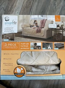 Smart Fit 3 Piece furniture cover loveseat waterproof protector Beige Sand - Picture 1 of 8