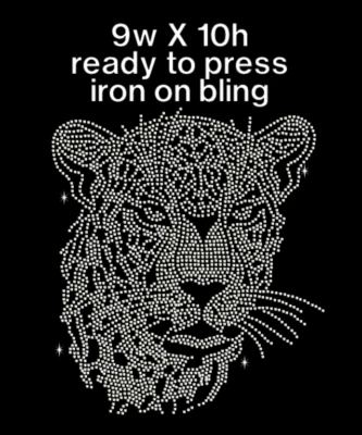 Guepardo - Cara Plancha sobre Estrás Transferencia Hot Fix Bling Escuela Mascota, Bob Cat Foto 1 de 2