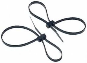 Double Loop 8", 50 lb. UV Black Cable Ties - (pack of 100) - Picture 1 of 2