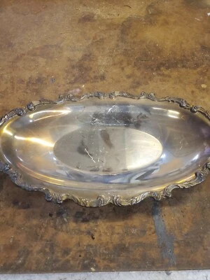 Wallace Silver Plate Serving DishVintage  Decorative Rim and vintage Patina - Image 1 of 4