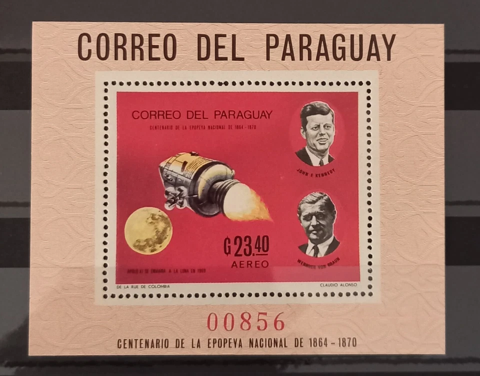 Paraguai 1969 viagem espacial Weltraum Kennedy JFK perf coleção MNH - Imagem 1 de 1