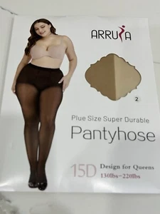 NEW Women’s Plus Size Pantyhose Beige Arrusa 130-220 Lbs 15 Denier Super Durable - Picture 1 of 2