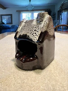 Vintage Redware Braun Tropfaschenbecher Haus Räuchergefäß Zigarettenaschenbecher - Bild 1 von 11