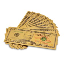 10PCS Gold Foil Color Printing American 50 Dollar Currency Gold 50 Denomination
