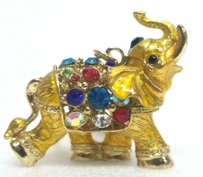 Chaîne En Métal Avec Clé D'Éléphant En Or Et Pierres Livraison Gratuite - Photo 1/4