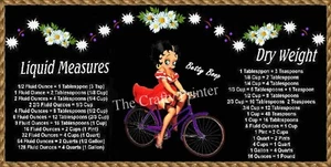 LARGE 10"x4.5" BETTY BOOP Bicycle MAGNET with Handy Kitchen Conversion Chart - Picture 1 of 1