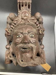 Eine große chinesische Holzskulptur eines Drachenkönigs Gesichtsmaske - Bild 1 von 12