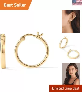 14K Gold Plated 925 Sterling Silver Post Lightweight Hoops | 20mm - 30mm Earr... - Picture 1 of 7