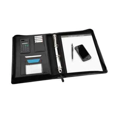 Monolith Leather Look Zipped Ring Binder with A4 Pad A4 Black 2827 - Image 1 of 2