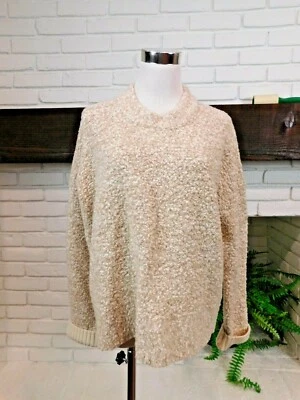 Pulôver de lã Rag & Bone tamanho G Rue Merino gola redonda suéter manga longa marrom marfim - Imagem 1 de 4