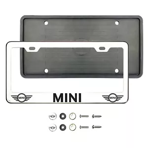 Fit Mini Black Laser Etched Chrome Stainless Steel License Frame Silicone Guard - Bild 1 von 1