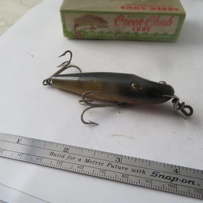 FISHING LURE CREEK CHUB 2¾" PIKIE MINNOW GLASS EYES PIKIE PERCH IN A 110 BOX - Image 1 of 4