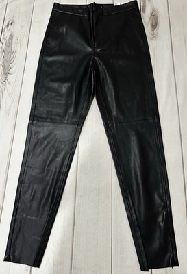 NEW Zara High Rise Faux Leather Ankle Zip Leggings Pants Black Size Medium NWT - Image 1 of 4
