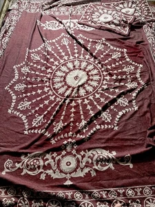 Vtg 3Pc Superior  Woven Jacquard  Medallion Red KING Bedspread & 2 std. Shams - Picture 1 of 6