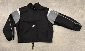 Nike Windbreaker Jacke Damen Small S schwarz grau weiß 1/2 Zip gefüttert Retro - Bild 1 von 7