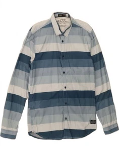 JACK & JONES Mens Shirt Medium Blue Striped Cotton CX11 - Picture 1 of 3