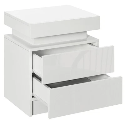 HOMCOM Comodino con Luce LED RGB 2 Cassetti e 16 Colori 45x35x52cm - Immagine 1 di 4