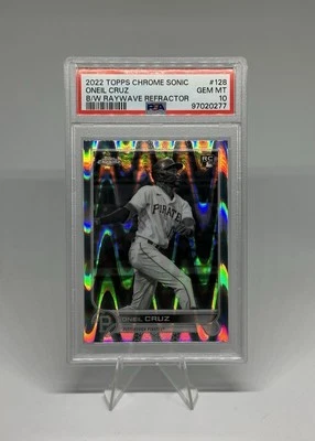 2022 Topps Chrome Sonic Oneil Cruz Rookie Black White Ray Wave Refractor PSA 10 - Image 1 of 2