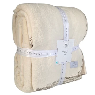 Manta suave Docofil blanca tamaño king crema de lujo de algodón hecha en Portugal Foto 1 de 4