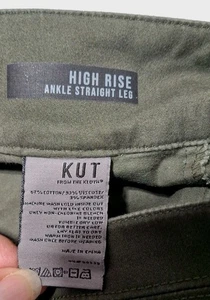 KUT from the Kloth Cargo Pants Womens 4 Green High Rise Ankle Straight Leg Snaps - Picture 1 of 22