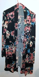 Reborn J. The Plus Black Floral Long Sleeve Wrap Sz 1XL - Picture 1 of 3