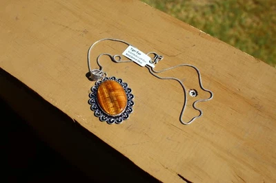 Collar colgante y cadena de plata alemana ojo de tigre  Foto 1 de 4