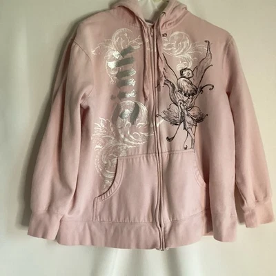 Sudadera con capucha vintage rosa Disney World Tinkerbell Tink cremallera completa algodón cremallera talla grande 2X Foto 1 de 4
