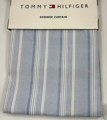 Tommy Hilfiger Cortina de Ducha Azul Blanco Rayas Costera 72x72 Foto 1 de 2