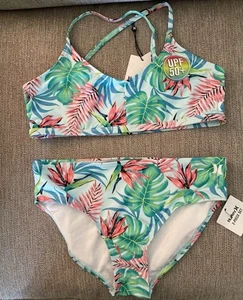 Hurley-Girls-Pink Punch Tropical Floral 2 pc Bikini-Swim-Sz XL -NEW - Picture 1 of 8