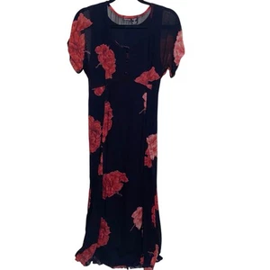 Vintage 90s Dress Womens Size 10 Maxi Sheer Whimsigoth Fairy Babydoll Grunge Red - Picture 1 of 12