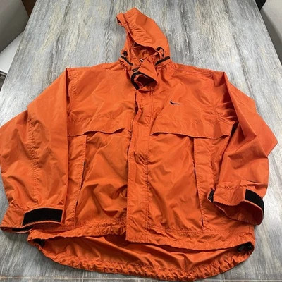 Vintage Nike Jacket Mens Medium Clima-Fit Full Zip Windbreaker Hooded Orange - Image 1 of 4
