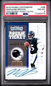 Contenders Rookie Ticket 2019 automático #MB 1998 retro Marquise Brown/20 PSA 8 - Imagen 1 de 3