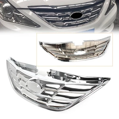 Front Radiator Hood Upper Grille Grill For Hyundai Sonata 2011 - 2013 Chrome - Image 1 of 4