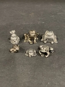Konvolut 6 Zinn Miniatur Frosch Kröten - Bild 1 von 4