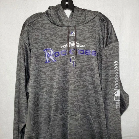 Colorado Rockies Hoodie Long Sleeve Men's Grey MLB Baseball 2018 Rockotober Cover