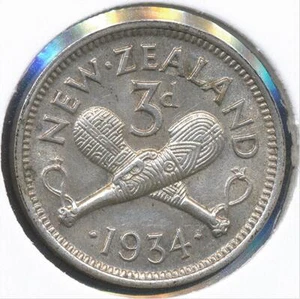 Nueva Zelanda 1934 tres peniques 3d George V - extra fino - Imagen 1 de 3