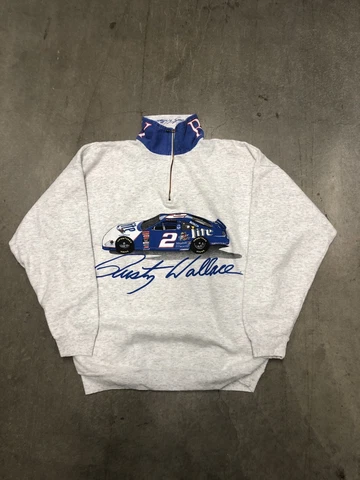 Vintage 90’s Rusty Wallace NASCAR 1/4 Zip Pullover Sweatshirt Men’s Medium Cover