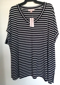 PHILOSOPHY Striped Short Sleeve Top Black & White Stripes Size 2X NEW - Picture 1 of 4