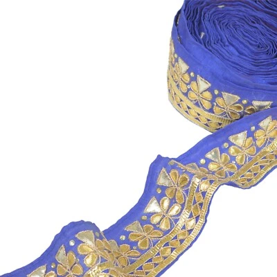 Vestido de graduación con cuentas sánscrito borde 1 yarda púrpura artesanía encaje Gota Patti trabajo Foto 1 de 4