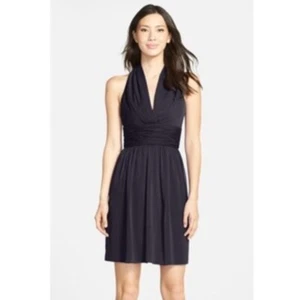 NWT Marc New York by Andrew Marc Women's Navy Chiffon Halter Fit & Flare Dress 6 - Picture 1 of 5